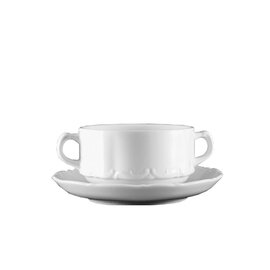 Suppentasse mit Untertasse, Porzellan, weiß, Relief, Serie MARIENBAD UNI WEISS Produktbild