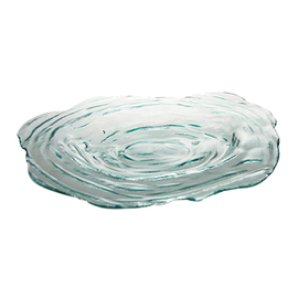 Platte Tornado Glas Strudelrelief oval | 460 mm Produktbild