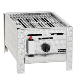 Gas-Kombi-Tischbräter, Edelstahl, 1 Brenner, 3,6 kW, mit Grillrost, Flammenabdeckung u. Fettauffangwanne, Zündsystem m. Piezo-Zünder, Maße gesamt: 340x530 x H 270 mm Produktbild