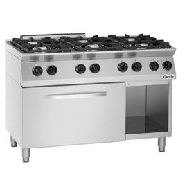 6 Flammen Gasherd Gastronorm 400 Volt 6 kW (Elektrobackofen) 28,5 kW (Gas) | Backofen | Unterbau halboffen Produktbild