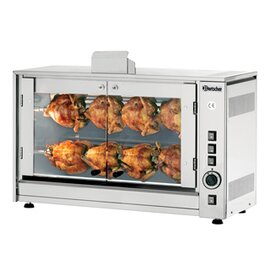 Hähnchengrill GP8N | 878 mm  x 500 mm  H 584 mm | 2 Spieße | Klammern Produktbild