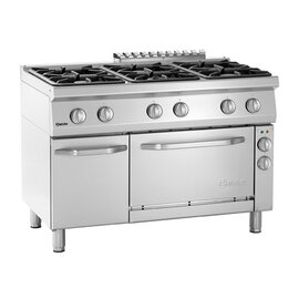 6 Flammen Gasherd Gastronorm 3,6 kW (Elektrobackofen) 27,3 kW (Gas) | Backofen | Schrankbereich mit Tür Produktbild