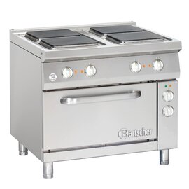 4-Platten Elektroherd mit Elektro-Backofen GN 2/1, Serie "900 Master", EdelstahlMaße: B 900 x T 900 x H 850 - 900 mm Produktbild