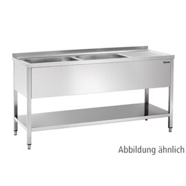 Spüle mit Abtropffläche links 2 Becken | 500 x 500 x 250 mm mit Grundboden L 1600 mm B 700 mm Produktbild