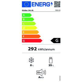 Minibar 34L-GL schwarz mit Glastür 34 ltr | Statische Kühlung Produktbild 1 S