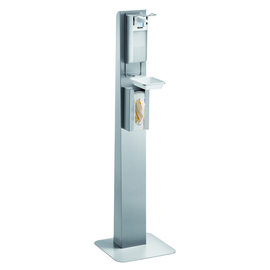 Hygienesäule DH1 1460 mit Armhebel Standmodell mit Handtuchspender | Desinfektionsspender | Abtropfschale 400 mm x 400 mm H 1462 mm Produktbild