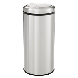 Abfalleimer, "Swing", Edelstahl, Volumen: 50 ltr., mit Schwingdeckel, Innenbehälter Stahlblech verzinkt, herausnehmbar, einfache Reinigung, Ø 360 mm, H 760 mm Produktbild