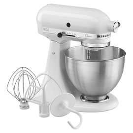 Küchenmaschine KitchenAid 5K45SSEWH weiß mit Zubehör Produktbild