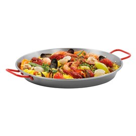 Paella-Pfanne STP550  • Stahl  Ø 550 mm | 730 mm  x 550 mm  H 58 mm | Griffe rot lackiert Produktbild