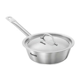 Bratpfanne E200-D1 Edelstahl Ø 200 mm mit Deckel | induktionsgeeignet Produktbild