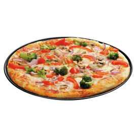 Pizza-Backblech gelocht Stahl Xynflon antihaftbeschichtet schwarz randverstärkt Ø 325 mm H 10 mm Produktbild