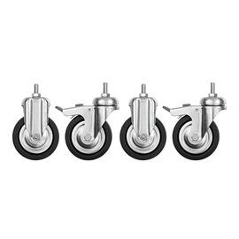 101863 Lenkrollen "4TKM" für Teigknetmaschinen,  4er-Set: 2 Rollen, 2 Lenkrollen mit Feststellern, Gummi, schwarz, Ø 100 mm, Maße je B 60 x T 140 x H 160 mm, Gewicht: 1,85 kg Produktbild 3 S
