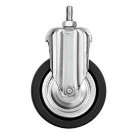 101863 Lenkrollen "4TKM" für Teigknetmaschinen,  4er-Set: 2 Rollen, 2 Lenkrollen mit Feststellern, Gummi, schwarz, Ø 100 mm, Maße je B 60 x T 140 x H 160 mm, Gewicht: 1,85 kg Produktbild 2 S