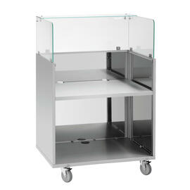 Mobile Theke Snackpoint 200 Edelstahl | Glasaufsatz | 800 mm x 600 mm H 1225 mm Produktbild