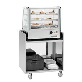 Mobile Theke Snackpoint 200 Edelstahl | Glasaufsatz | 800 mm x 600 mm H 1225 mm Produktbild 2 S