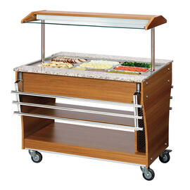 Warmbuffetwagen Holz | passend für 3 x GN 1/1 mit Hustenschutz Produktbild 3 S