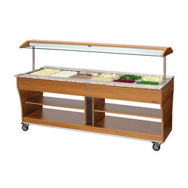 Warmbuffetwagen Holz | passend für 6 x GN1/1 mit Hustenschutz Produktbild
