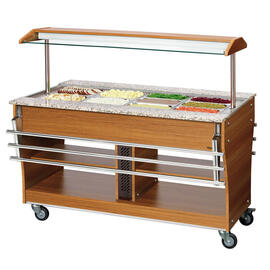 Warmbuffetwagen Holz | passend für 4 x GN 1/1 mit Hustenschutz Produktbild 2 S