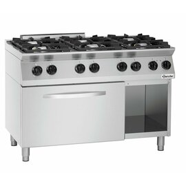 6 Flammen Gasherd Gastronorm 400 Volt 6 kW (Elektrobackofen) 28,5 kW (Gas) | Backofen | Unterbau halboffen Produktbild 6 S