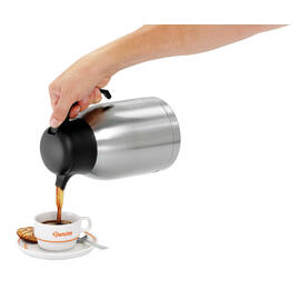 Isolierkanne Edelstahl, 2 Liter  für Contessa 1002, Deckel, Ausgießmechanik und Griffe aus Kunststoff schwarz, Ø 140 mm, H 250 mm Produktbild 2 S