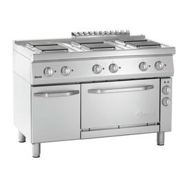 6 Platten Elektroherd Gastronorm 400 Volt 19,25 kW | Backofen | Schrankbereich mit Tür | Kochplatten eckig Produktbild 4 S