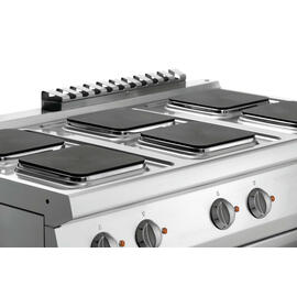 6 Platten Elektroherd Gastronorm 400 Volt 19,25 kW | Backofen | Schrankbereich mit Tür | Kochplatten eckig Produktbild 2 S