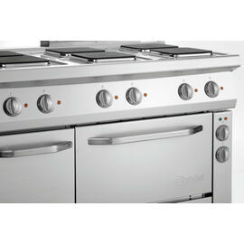 6 Platten Elektroherd Gastronorm 400 Volt 19,25 kW | Backofen | Schrankbereich mit Tür | Kochplatten eckig Produktbild 3 S