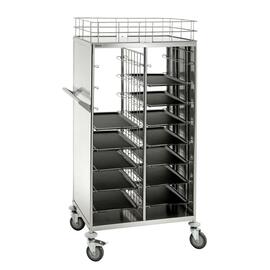 Tablett-Transportwagen | Abräumwagen mit Reling  | 530 x 325 mm  | 442 x 343 mm  H 1700 mm Produktbild