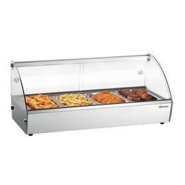 Heiße Aufsatzvitrine R4 4 x GN 1/3 500 Watt 230 Volt  L 775 mm  B 420 mm  H 335 mm Produktbild
