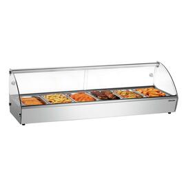 Heiße Aufsatzvitrine R6 6 x GN 1/3 800 Watt 230 Volt  L 1135 mm  B 420 mm  H 335 mm Produktbild