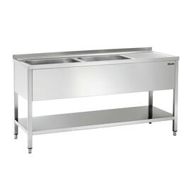 Spüle mit Abtropffläche rechts 2 Becken | 500 x 500 x 250 mm mit Grundboden L 1600 mm B 700 mm Produktbild