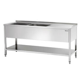 Spüle mit Abtropffläche rechts 2 Becken | 500 x 500 x 250 mm mit Grundboden L 1800 mm B 700 mm Produktbild