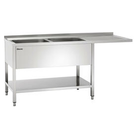 Spülcenter mit Abtropffläche rechts 2 Becken | 400 x 500 x 250 mm mit Grundboden L 1600 mm B 700 mm Produktbild