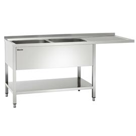 Spülcenter mit Abtropffläche rechts 2 Becken | 500 x 500 x 250 mm mit Grundboden L 1800 mm B 700 mm Produktbild 2 S
