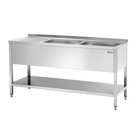Spüle mit Abtropffläche links 2 Becken | 500 x 500 x 250 mm mit Grundboden L 1600 mm B 700 mm Produktbild