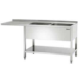 Spülcenter mit Abtropffläche links 2 Becken | 500 x 500 x 250 mm mit Grundboden L 1800 mm B 700 mm Produktbild