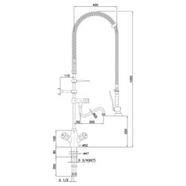 Zweigriffmischer mit Geschirrbrause 26L-1801B 1/2" Ausladung 400 mm Auslaufhöhe 250 mm  H 1050 mm Produktbild 5 S