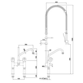 Zweigriffmischer 40L-1802B 1/2" Ausladung 400 mm Auslaufhöhe 250 mm  H 1200 mm Produktbild 5 S