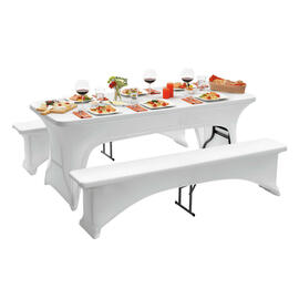 Hussen-Set Multi 1830-W 1 Tisch-Husse | 2 Bank-Hussen weiß bügelfrei Produktbild