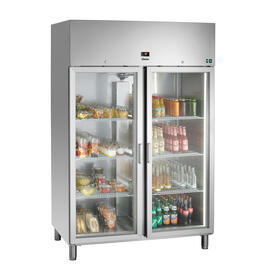 Glastürenkühlschrank 1400 GN210 | 922,0 ltr silber | Umluftkühlung Produktbild