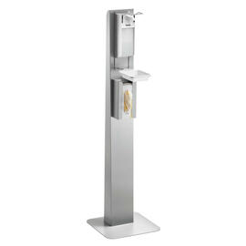 Hygienesäule DH1 1460 | passend für Handschuhspender K10 | Desinfektionsspender PS 0,9L-W | Abtropfschale L 400 mm B 400 mm H 1462 mm Produktbild 2 S