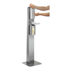 Hygienesäule DH1 1460 | passend für Handschuhspender K10 | Desinfektionsspender PS 0,9L-W | Abtropfschale L 400 mm B 400 mm H 1462 mm Produktbild 3 S
