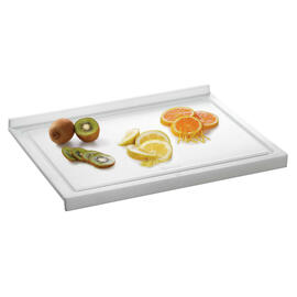Schneidbrett 48x37 W-RK Kunststoff • weiß Stopperkante mit Saftrille | 480 mm x 370 mm H 45 mm Produktbild