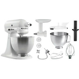Küchenmaschine KitchenAid 5K45SSEWH weiß mit Zubehör Produktbild