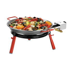 Paella-Pfanne STP340  • Stahl  Ø 340 mm | 340 mm  x 450 mm  H 45 mm | Griffe rot lackiert Produktbild 4 S