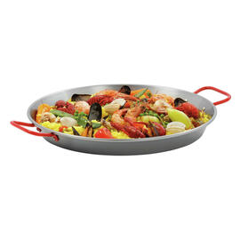 Paella-Pfanne STP380  • Stahl  Ø 380 mm | 485 mm  x 385 mm  H 45 mm | Griffe rot lackiert Produktbild