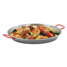 Paella-Pfanne STP420  • Stahl  Ø 420 mm | 530 mm  x 430 mm  H 48 mm | Griffe rot lackiert Produktbild