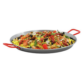 Paella-Pfanne STP600  • Stahl  Ø 600 mm | 780 mm  x 600 mm  H 55 mm | Griffe rot lackiert Produktbild