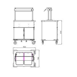 Speisentransportwagen SPTW 2EBH 2WF | Wärmebrücke | Hustenschutz Produktbild