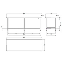 Arbeitstisch ohne Grundboden L 2200 mm B 700 mm H 850 mm Produktbild 1 S